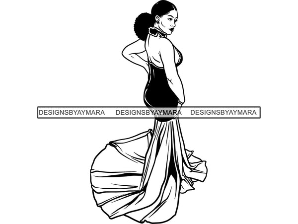 Prom Queen Dress Woman Goddess Sexy Diva Classy Lady .JPG .SVG.PNG .EPS Vector Clipart Silhouette Cutting Cut Cricut