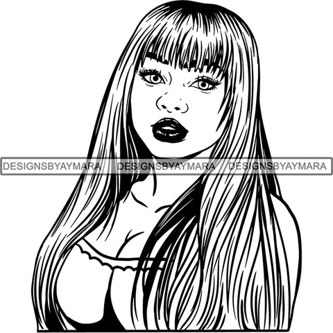 Beautiful Afro Woman Unique Designs In Black and White SVG Cutting Files For Silhouette Cricut and More