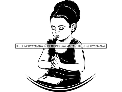 African Baby Girl Praying God Bible Happy Infant Cheerful Childhood Innocence Joy Love .SVG .EPS .PNG Vector Clipart Digital Download Circuit Cut Cutting