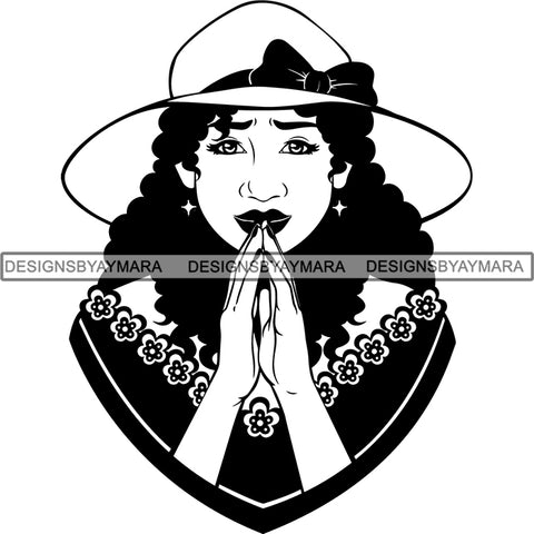 Latina Woman Praying God .SVG Cut Files For Silhouette and Cricut