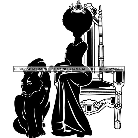 Afro Queen Silhouette SVG African Goddess Cutting Files 1