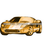 Gold Luxury Car Sport Car Automobile Transportation Illustration SVG JPG PNG Vector Clipart Cricut Silhouette Cut Cutting