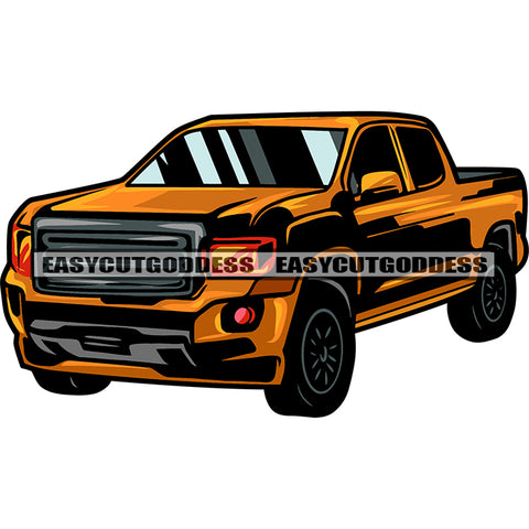 Orange Color Pick Up Car Design Element White Background Big Car SVG JPG PNG Vector Clipart Cricut Silhouette Cut Cutting