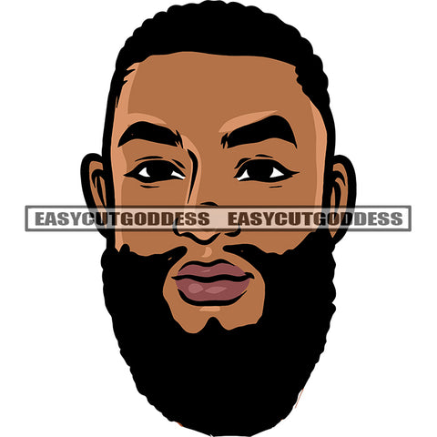 African American Man Head Design Element Attitude Man Handsome Man Beard Style White Background SVG JPG PNG Vector Clipart Cricut Silhouette Cut Cutting