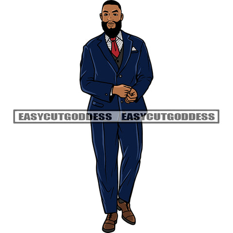 African American Business Man Standing Afro Most Handsome Boy Design Element Vector Design Element Beard Style White Background SVG JPG PNG Vector Clipart Cricut Silhouette Cut Cutting