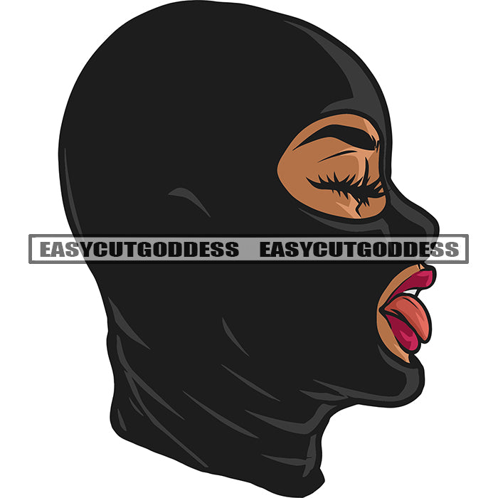 Sexy Woman Wearing Ski Mask Close Eyes African American Gangster Woman ...