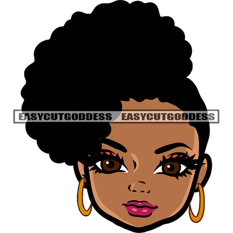 Cute Face African American Girls Head Design Element Afro Woman Short Curly Hairstyle Smile Face White Background SVG JPG PNG Vector Clipart Cricut Silhouette Cut Cutting