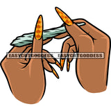 African American Woman Hand Holding Marijuana Roll Weed Leave White Background Design Element Afro Woman Long Nail SVG JPG PNG Vector Clipart Cricut Silhouette Cut Cutting
