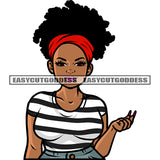 Gangster African American Woman Love Hand Sign Short Hairstyle Design Element Wearing Hair Band Cute Face SVG JPG PNG Vector Clipart Cricut Silhouette Cut Cutting