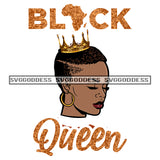 Black Queen Wearing Crown In Gold Africa SVG JPG PNG Vector Clipart Cricut Silhouette Cut Cutting