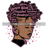 Black Woman With Pink Words In Hair Alluring Wonderful SVG JPG PNG Vector Clipart Cricut Silhouette Cut Cutting