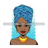 Black Woman In Blue Headwrap With Words Attractive SVG JPG PNG Vector Clipart Cricut Silhouette Cut Cutting