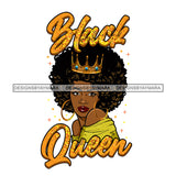 Black Queen Golden Black Woman Wearing Crown Decal SVG JPG PNG Vector Clipart Cricut Silhouette Cut Cutting