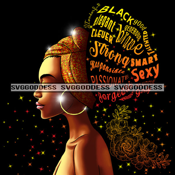 Afro Woman Wearing Turban Quotes Passionate Talented Black Girl Magic Unique Designs JPG PNG