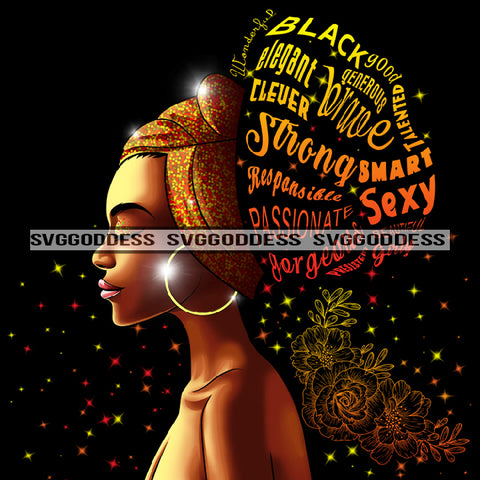 Afro Woman Wearing Turban Quotes Passionate Talented Black Girl Magic Unique Designs JPG PNG