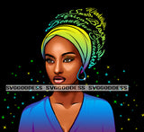 Afro Woman Wearing Turban Quotes Passionate Talented Black Girl Magic Unique Designs JPG PNG