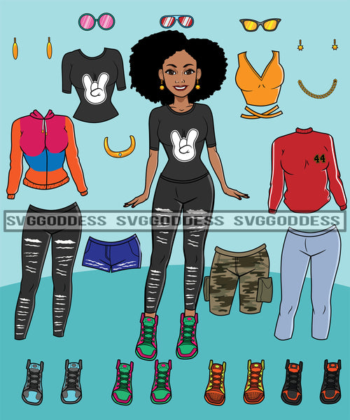 Bundle Afro Lola Woman Kit Be Creative Templates Kits Create Designs Fun Project Hipster Girl Fashion Cool Outfits Boss Lady Black Woman Nubian Melanin Popping SVG Cutting Files For Silhouette Cricut and More