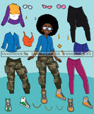 Bundle Afro Lola Woman Kit Be Creative Templates Kits Create Designs Fun Project Hipster Girl Fashion Cool Outfits Boss Lady Black Woman Nubian Melanin Popping SVG Cutting Files For Silhouette Cricut and More