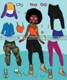 Bundle Afro Lola Woman Kit Be Creative Templates Kits Create Designs Fun Project Hipster Girl Fashion Cool Outfits Boss Lady Black Woman Nubian Melanin Popping SVG Cutting Files For Silhouette Cricut and More