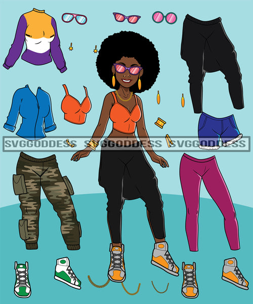 Bundle Afro Lola Woman Kit Be Creative Templates Kits Create Designs Fun Project Hipster Girl Fashion Cool Outfits Boss Lady Black Woman Nubian Melanin Popping SVG Cutting Files For Silhouette Cricut and More