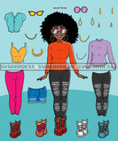 Bundle Afro Lola Woman Kit Be Creative Templates Kits Create Designs Fun Project Hipster Girl Fashion Cool Outfits Boss Lady Black Woman Nubian Melanin Popping SVG Cutting Files For Silhouette Cricut and More