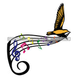 Bird Carrying Musical Notes Music Score SVG JPG PNG Vector Clipart Cricut Silhouette Cut Cutting