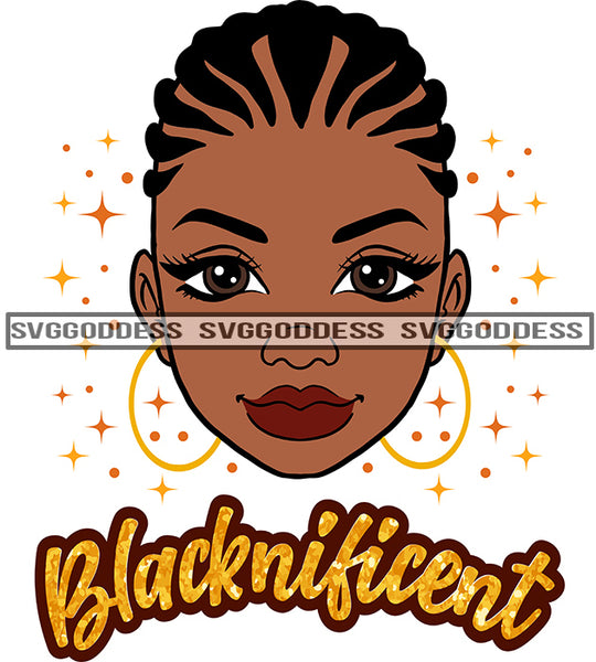 Blacknificent Black Woman With Braids Cornrows SVG JPG PNG Vector Clipart Cricut Silhouette Cut Cutting