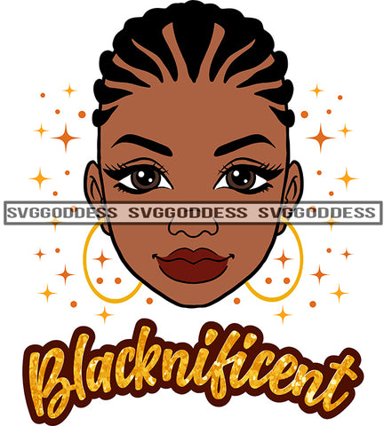 Blacknificent Black Woman With Braids Cornrows SVG JPG PNG Vector Clipart Cricut Silhouette Cut Cutting