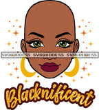 Blacknificent Bald Black Woman  SVG JPG PNG Vector Clipart Cricut Silhouette Cut Cutting