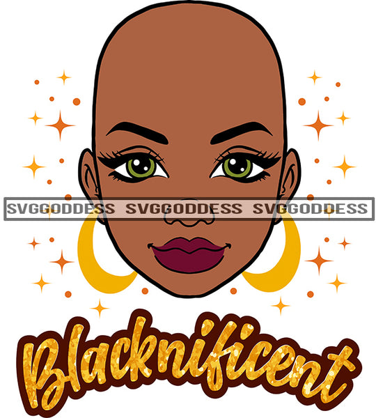 Blacknificent Bald Black Woman  SVG JPG PNG Vector Clipart Cricut Silhouette Cut Cutting