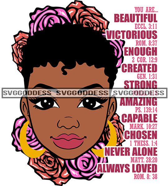 Short Afro Black Woman With Bible Verses Victorious   SVG JPG PNG Vector Clipart Cricut Silhouette Cut Cutting