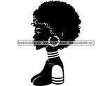 Silhouette Of Black Woman In BW Big Afro  SVG JPG PNG Vector Clipart Cricut Silhouette Cut Cutting