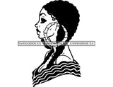 Silhouette Of Black Woman In BW Long Braids  SVG JPG PNG Vector Clipart Cricut Silhouette Cut Cutting