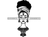 Goddess Black Woman In BW Headwrap Queen  SVG JPG PNG Vector Clipart Cricut Silhouette Cut Cutting