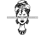 Goddess Black Woman In BW Headwrap Queen  SVG JPG PNG Vector Clipart Cricut Silhouette Cut Cutting