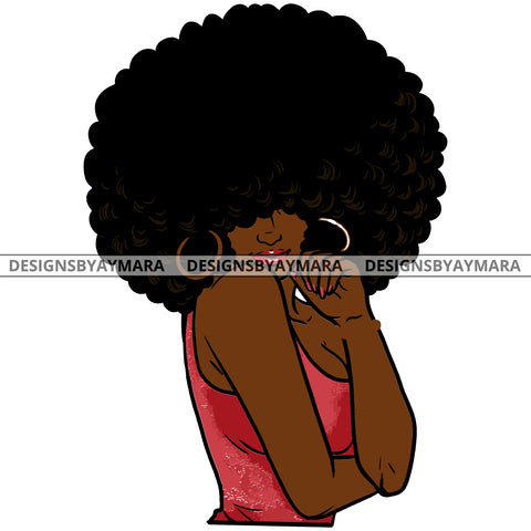 Big Afro Black Woman In Pink Red Dress  SVG JPG PNG Vector Clipart Cricut Silhouette Cut Cutting