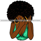 Big Curly Afro Black Woman In Green Dress  SVG JPG PNG Vector Clipart Cricut Silhouette Cut Cutting
