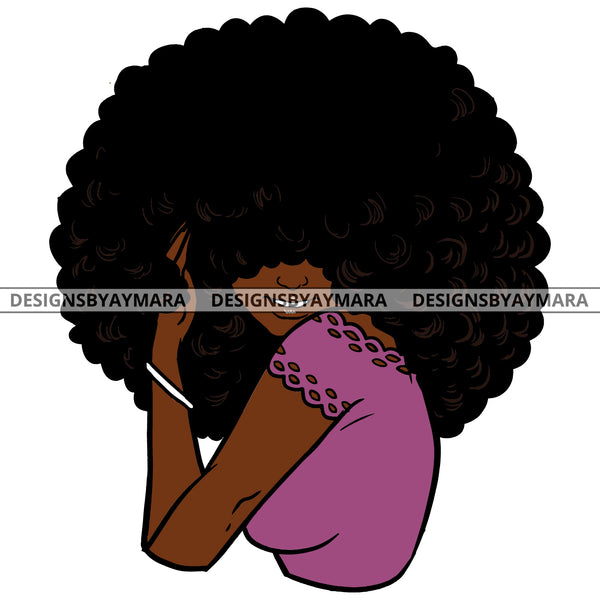 Big Afro  Black Woman In Purple  SVG JPG PNG Vector Clipart Cricut Silhouette Cut Cutting