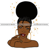 Black Woman Braids Red Lips Finger On Mouth  SVG JPG PNG Vector Clipart Cricut Silhouette Cut Cutting