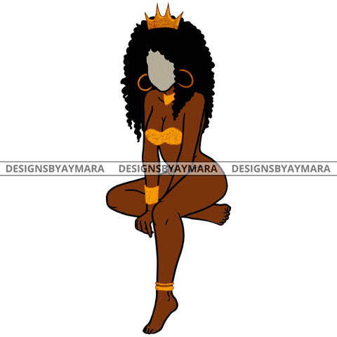 Crowned Black Queen  No Face Big Afro  SVG JPG PNG Vector Clipart Cricut Silhouette Cut Cutting