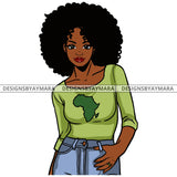 Black Woman In Jeans Green Shirt Africa SVG JPG PNG Vector Clipart Cricut Silhouette Cut Cutting