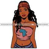 Black Woman In Gray Jeans Halter Top Africa Headwrap SVG JPG PNG Vector Clipart Cricut Silhouette Cut Cutting
