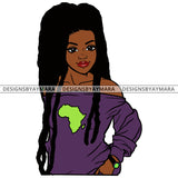 Black Woman Locs Dreads Purple Top Africa SVG JPG PNG Vector Clipart Cricut Silhouette Cut Cutting