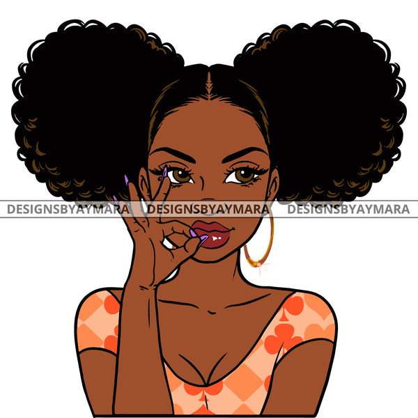 Sassy Black Woman  In Orange Flowered Top SVG JPG PNG Vector Clipart Cricut Silhouette Cut Cutting