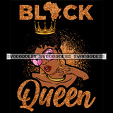 Black Queen Crowned Golden SVG JPG PNG Vector Clipart Cricut Silhouette Cut Cutting
