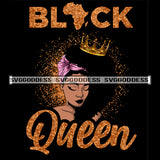 Black Queen Crowned Golden SVG JPG PNG Vector Clipart Cricut Silhouette Cut Cutting