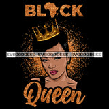 Black Queen Crowned Golden  SVG JPG PNG Vector Clipart Cricut Silhouette Cut Cutting