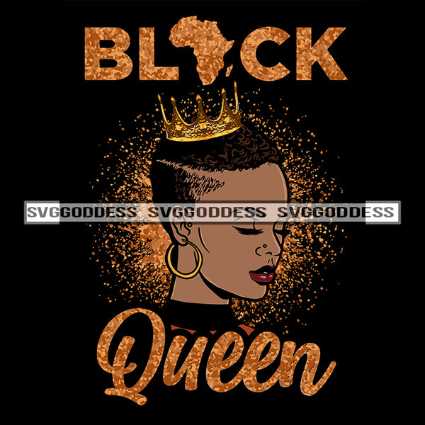 Black Woman Goddess Queen Crowned Short Hair Black Woman Gold Crown SVG JPG PNG Vector Clipart Cricut Silhouette Cut Cutting