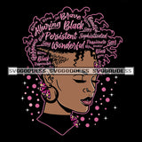 Black Afro Woman Goddess Queen Pink Words In Hair Black Woman Butterfly SVG JPG PNG Vector Clipart Cricut Silhouette Cut Cutting