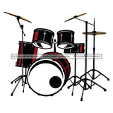 Drum Set Black Red Cymbals Drummer  SVG JPG PNG Vector Clipart Cricut Silhouette Cut Cutting